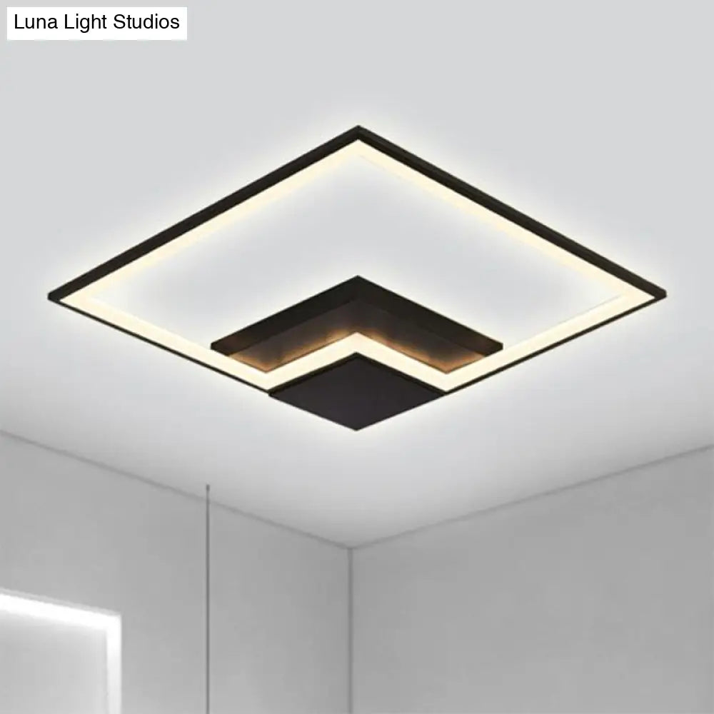 Torch Square Ceiling Lamp Simplicity - Black/White Led Acrylic Flush Mount Light
