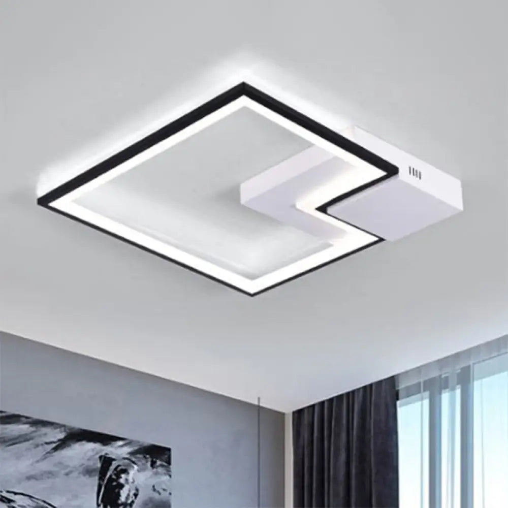Torch Square Ceiling Lamp Simplicity - Black/White Led Acrylic Flush Mount Light (16/19.5/23.5)