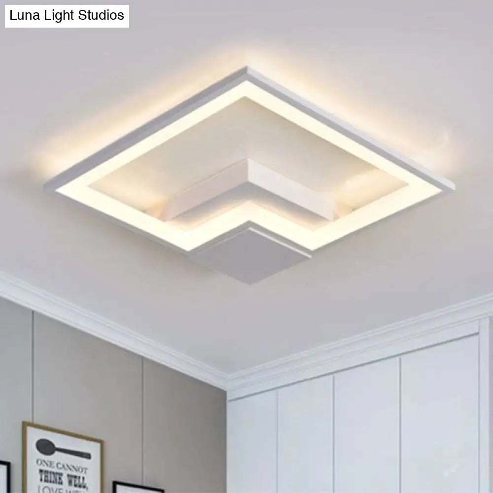 Torch Square Ceiling Lamp Simplicity - Black/White Led Acrylic Flush Mount Light (16/19.5/23.5)