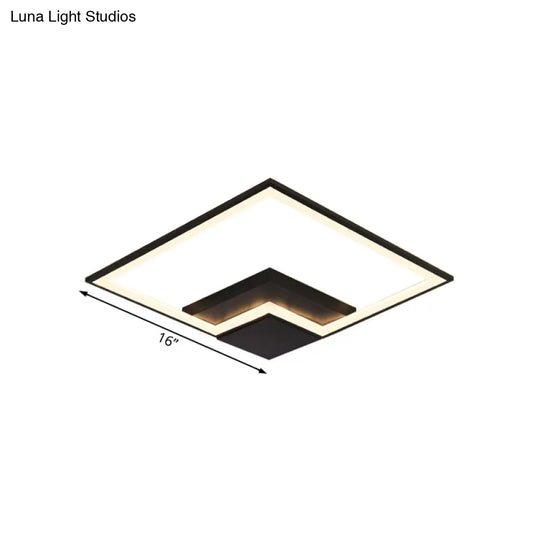 Torch Square Ceiling Lamp Simplicity - Black/White Led Acrylic Flush Mount Light