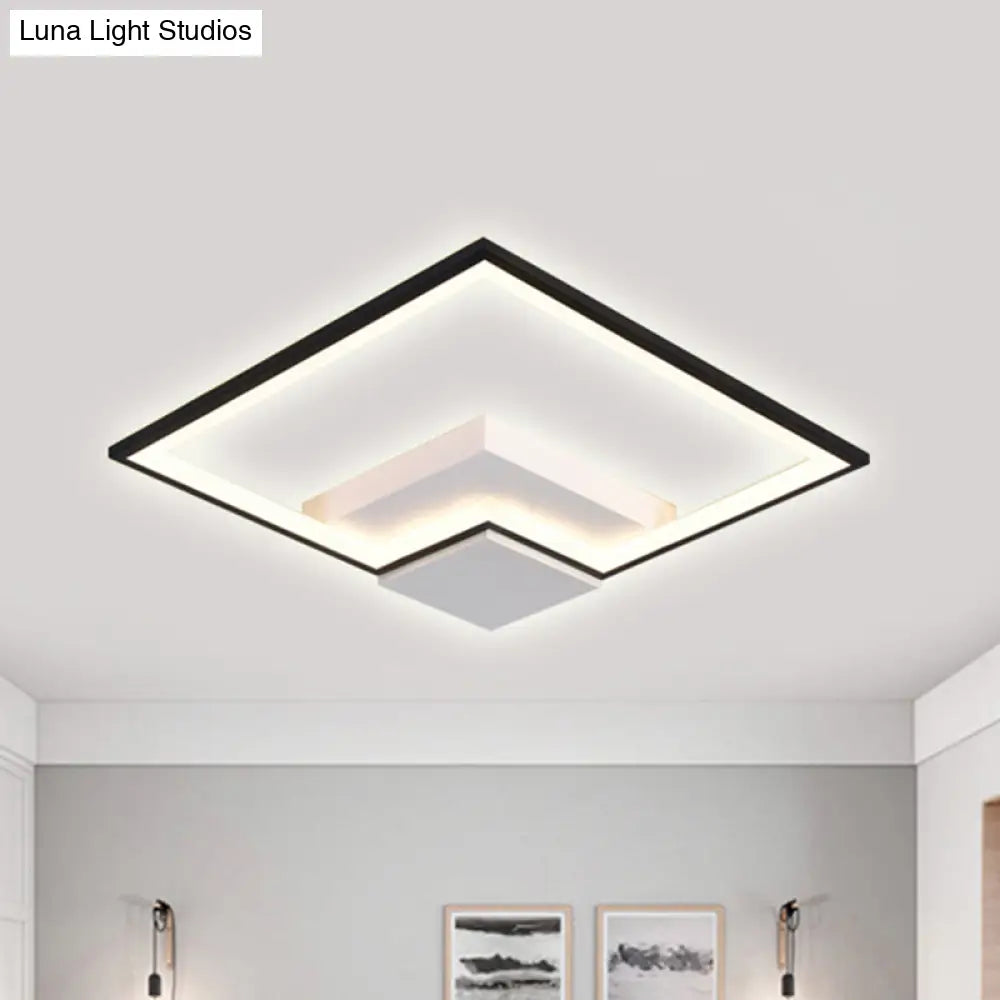 Torch Square Ceiling Lamp Simplicity - Black/White Led Acrylic Flush Mount Light (16/19.5/23.5)