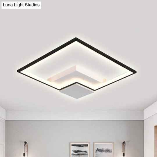 Torch Square Ceiling Lamp Simplicity - Black/White Led Acrylic Flush Mount Light (16/19.5/23.5)