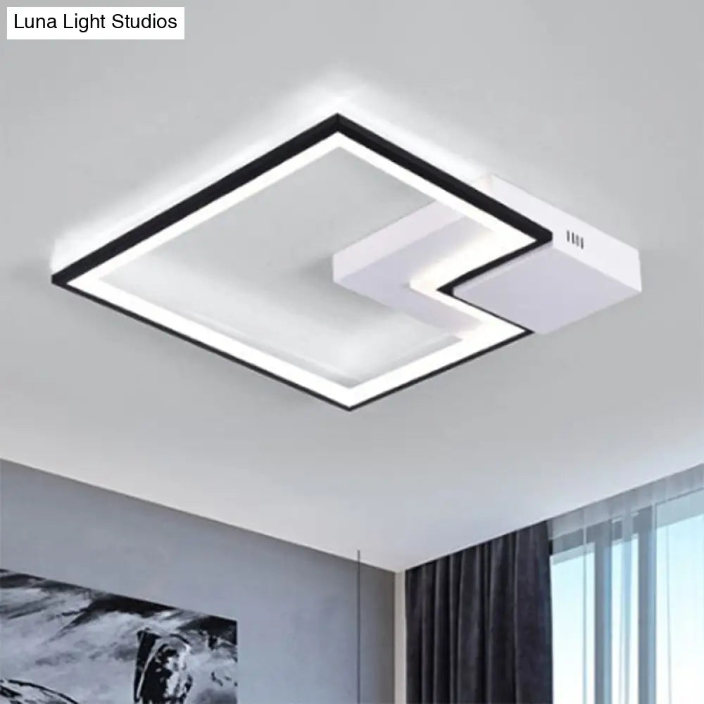 Torch Square Ceiling Lamp Simplicity - Black/White Led Acrylic Flush Mount Light