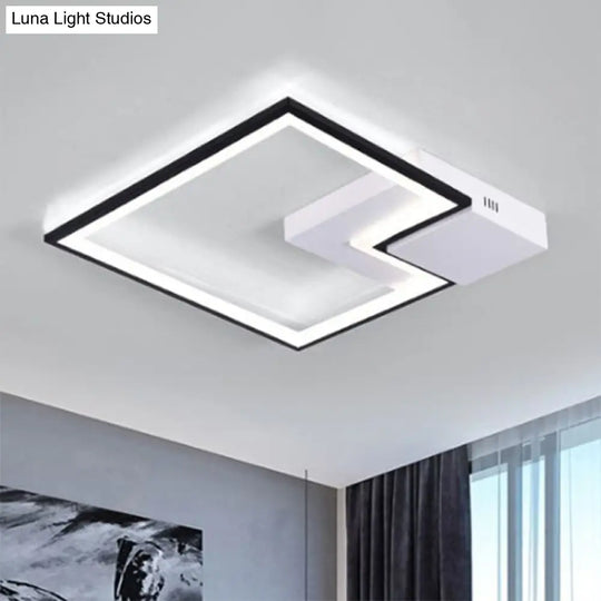 Torch Square Ceiling Lamp Simplicity - Black/White Led Acrylic Flush Mount Light