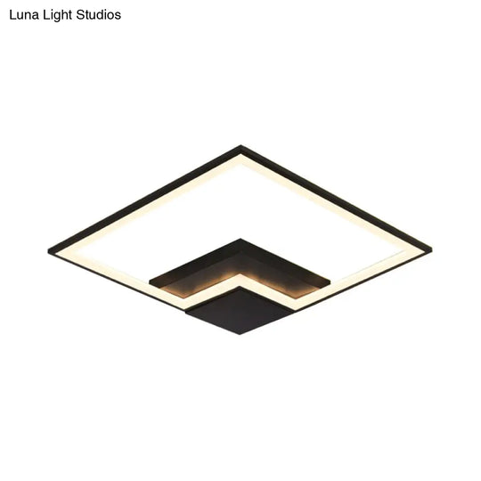 Torch Square Ceiling Lamp Simplicity - Black/White Led Acrylic Flush Mount Light