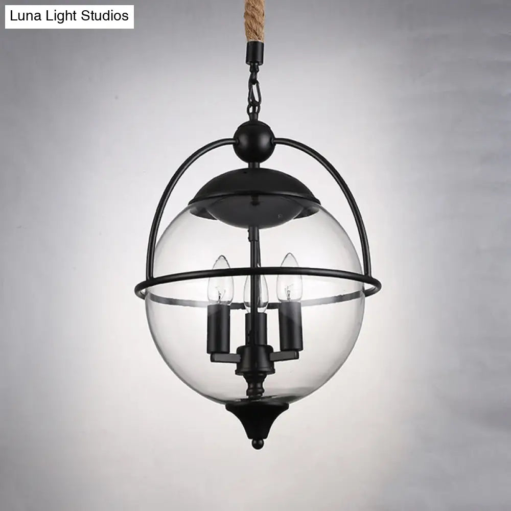 Traditional 3-Light Black Glass Chandelier - Stylish Pendant Lighting For Living Room