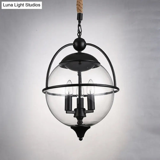 Traditional 3-Light Black Glass Chandelier - Stylish Pendant Lighting For Living Room