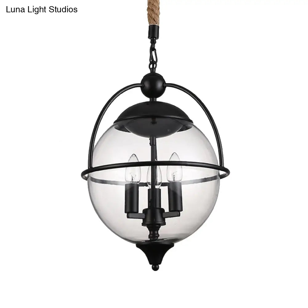 Traditional 3-Light Black Glass Chandelier - Stylish Pendant Lighting For Living Room