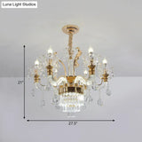 Traditional 6-Light Candelabra Chandelier In Gold With Clear Glass And Crystal Accent - Dining Room
