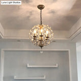 Traditional Aged Silver Chandelier With 6 Crystal Pendant Lights & Adjustable Metal Chain