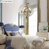 Traditional Aged Silver Chandelier With 6 Crystal Pendant Lights & Adjustable Metal Chain