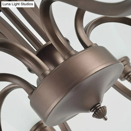 Traditional Bell Frost Glass Ceiling Lighting Chandelier In Brown - Perfect For Living Rooms