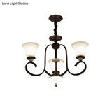 Traditional Bell Pendant Light: 3/6/8 Lights Frosted Glass Dark Coffee Finish