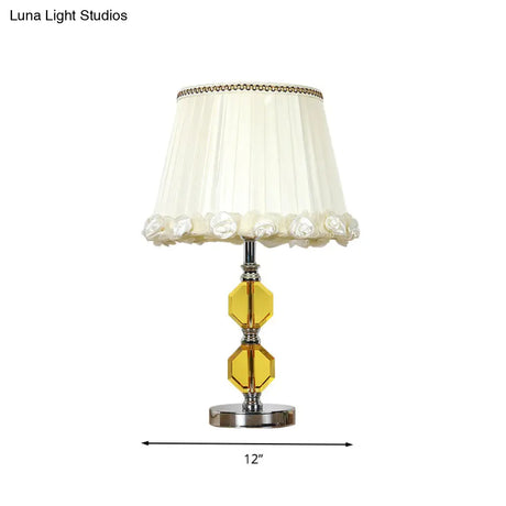 Traditional Beveled Crystal Octagonal Table Lamp With Single Head In White