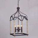 Traditional Black Candle-Style Chandelier - 4 Lights Metal Hanging Pendant Light For Living Room