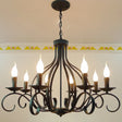 Traditional Black Candle-Style Chandelier - 8-Light Metal Hanging Pendant For Living Room