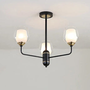 Traditional Black Cup Shape Chandelier With Clear Glass: 3/6/8 Lights Pendant Light Fixture For