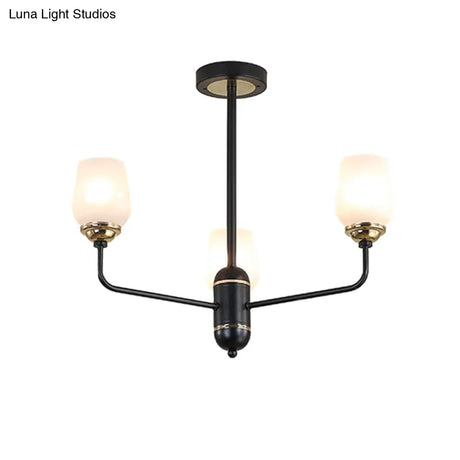 Traditional Black Cup Shape Chandelier With Clear Glass: 3/6/8 Lights Pendant Light Fixture For