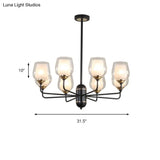 Traditional Black Cup Shape Chandelier With Clear Glass: 3/6/8 Lights Pendant Light Fixture For