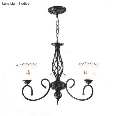 Traditional Black Floral Chandelier - Metal Ceiling Light With 5/6/8 Lights Living Room Fixture