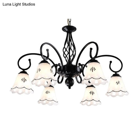 Traditional Black Floral Chandelier - Metal Ceiling Light With 5/6/8 Lights Living Room Fixture