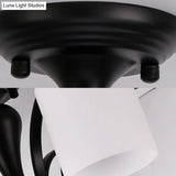 Traditional Black Semi Flush Mount Ceiling Light With Frosted Cylinder Glass Shades - Ideal For