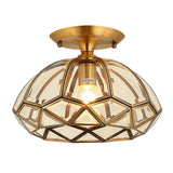 Traditional Brass Beveled Glass Ceiling Lighting Fixture - Close-To-Ceiling Mount