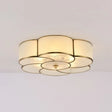Traditional Brass Floral Flush Mount Lamp For Bedroom With Frosted Glass 3 /