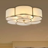 Traditional Brass Floral Flush Mount Lamp For Bedroom With Frosted Glass 4 /