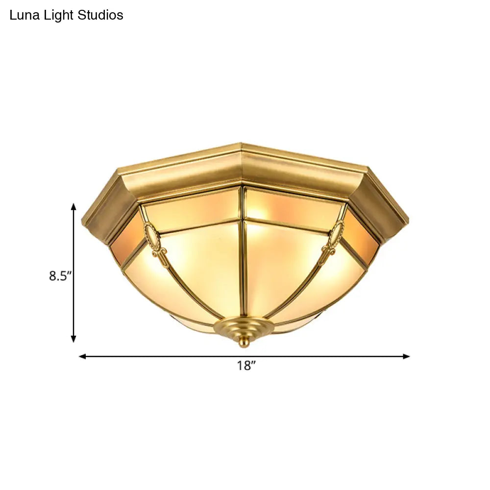 Traditional Brass Metal Dome Flush Mount Lamp - 3/4/6 Lights Ceiling Lighting For Living Room