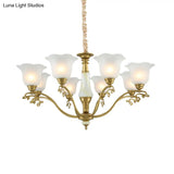 Traditional Brass Scalloped Chandelier - Frosted Glass Pendant Light Fixture (3/6/8 Lights) For