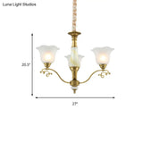 Traditional Brass Scalloped Chandelier - Frosted Glass Pendant Light Fixture (3/6/8 Lights) For