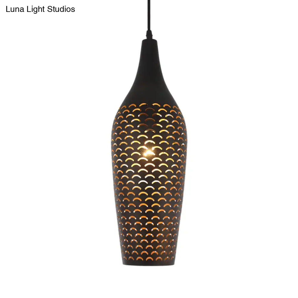 Traditional Bronze Ceiling Pendant Light For Dining Room - 1 Head Metal Jar Lamp