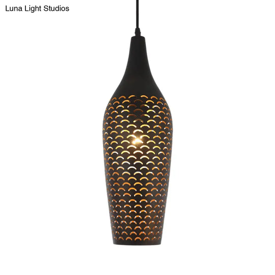 Traditional Bronze Ceiling Pendant Light For Dining Room - 1 Head Metal Jar Lamp
