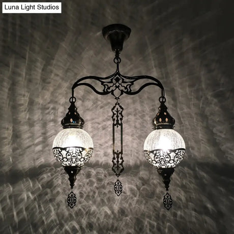 Traditional Clear Glass Ceiling Lamp: Globe/Gourd Design 2 Heads Living Room Lighting