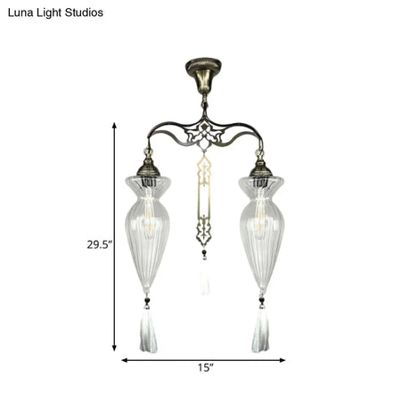 Traditional Clear Glass Ceiling Lamp: Globe/Gourd Design 2 Heads Living Room Lighting