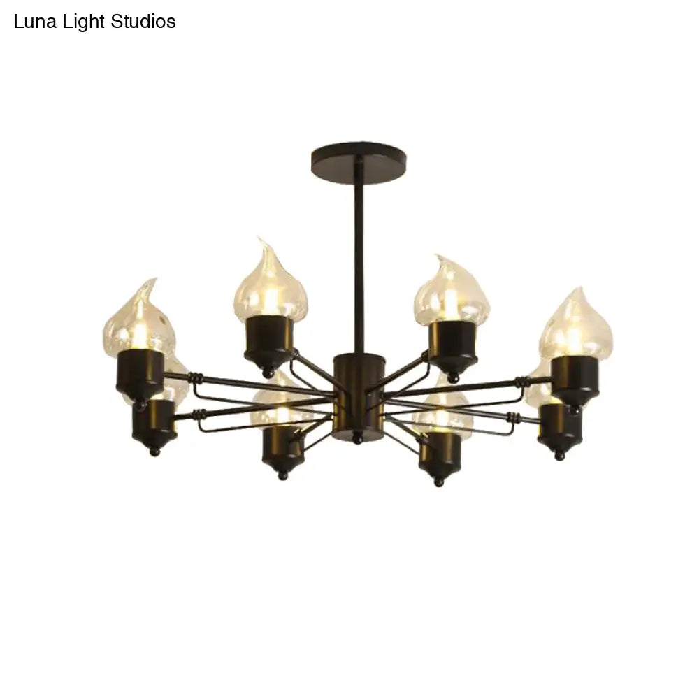 Traditional Clear Glass Chandelier With 3/6/8 Lights - Black Pendant Lighting For Living Room