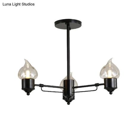 Traditional Clear Glass Chandelier With 3/6/8 Lights - Black Pendant Lighting For Living Room