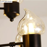 Traditional Clear Glass Chandelier With 3/6/8 Lights - Black Pendant Lighting For Living Room