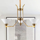 Traditional Cone Chandelier: White Glass Pendant Lighting With 3/6 Gold Lights For Living Room 3 /