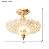 Traditional Crystal Ceiling Light With Scalloped Design And 3 Lights In Black/Gold - Ideal For