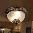Traditional Flush Mount Ceiling Light Fixture With Frosted Glass - Bowl Living Room Lighting (2