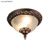 Traditional Flush Mount Ceiling Light Fixture With Frosted Glass - Bowl Living Room Lighting (2