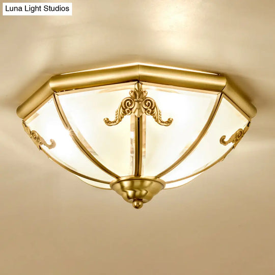 Traditional Flush Mount Ceiling Light For Dining Rooms - Dome Frosted Glass Shade Gold / 18