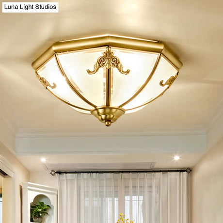 Traditional Flush Mount Ceiling Light For Dining Rooms - Dome Frosted Glass Shade