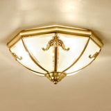 Traditional Flush Mount Ceiling Light For Dining Rooms - Dome Frosted Glass Shade Gold / 18’