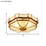 Traditional Frosted Glass Ceiling Flush Mount - Brass Finish 14’/18’/19.5’ W