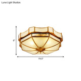 Traditional Frosted Glass Ceiling Flush Mount - Brass Finish 14’/18’/19.5’ W