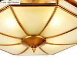 Traditional Frosted Glass Ceiling Flush Mount - Brass Finish 14’/18’/19.5’ W