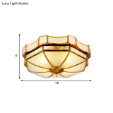 Traditional Frosted Glass Ceiling Flush Mount - Brass Finish 14’/18’/19.5’ W